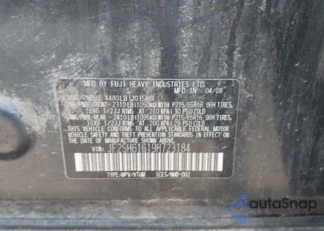 2009 Subaru Forester 2.5X from USA, damaged, VIN JF2SH61619H723184